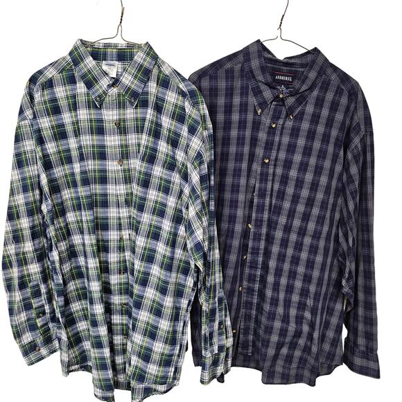 Andhurst Plaid Long Sleeve Button Down Shirt 4 Pieces Sets Black Men's Size L/XL - Picture 2 of 7